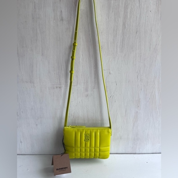 BURBERRY Lola Quilted Twin Pouch Vivid Lime - Picture 6 of 13